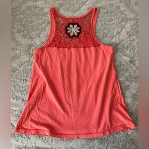 Lucky Brand Tank with Crochet Back - Coral